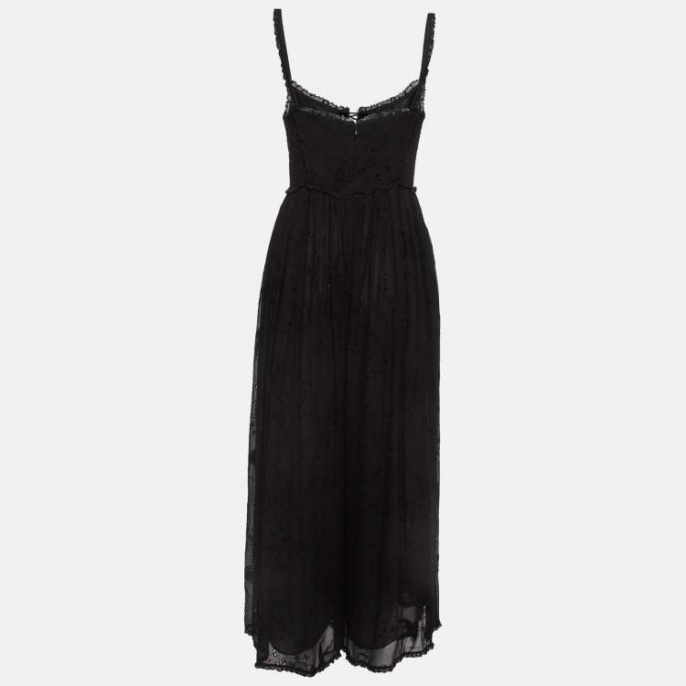 Pre Owned Zimmermann Black Broderie Anglaise Silk Lace-up Jumpsuit M