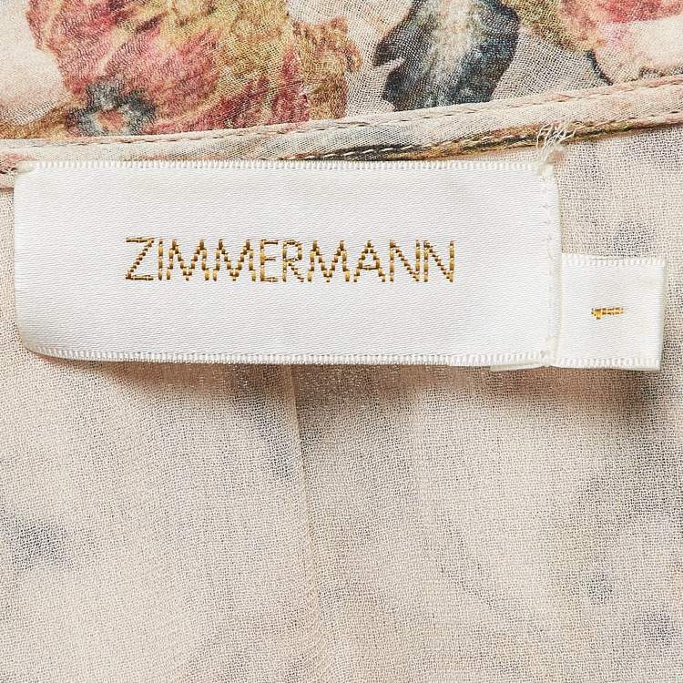 Pre Owned Zimmermann Beige Painted Heart Cascade Silk Playsuit M