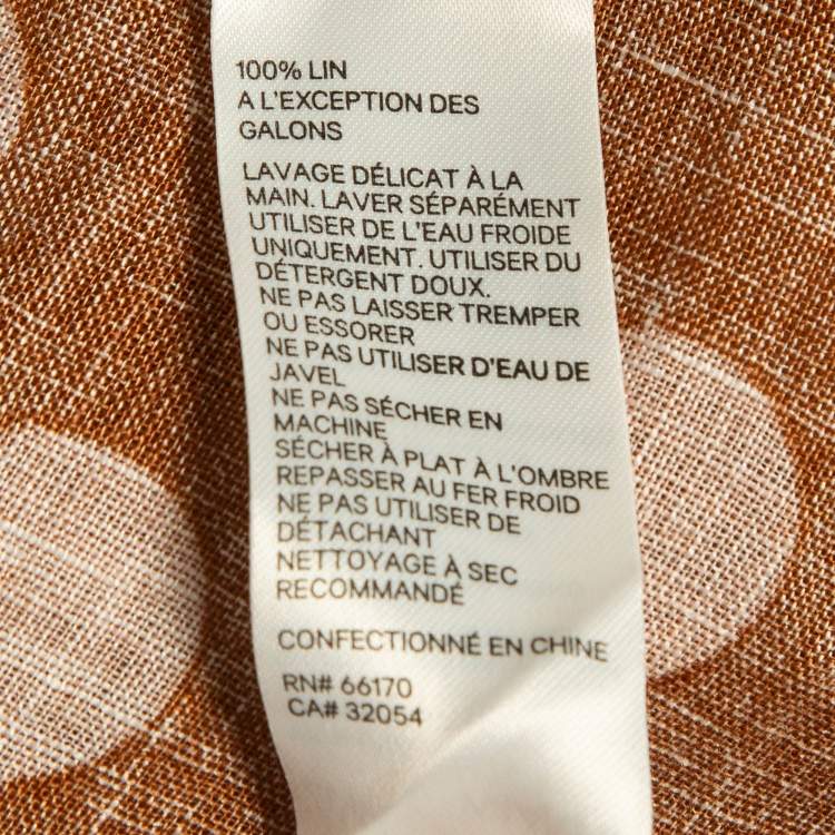 Pre Owned Zimmermann Brown Polka Dots Linen Primrose Shirred Midi Dress M