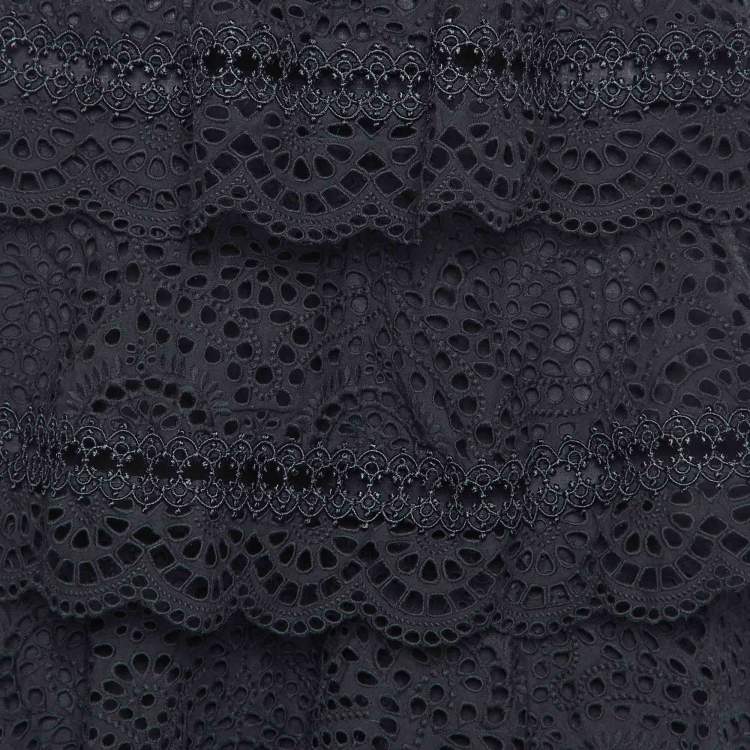 Pre Owned Zimmermann Black Lace Tiered Midi Skirt S