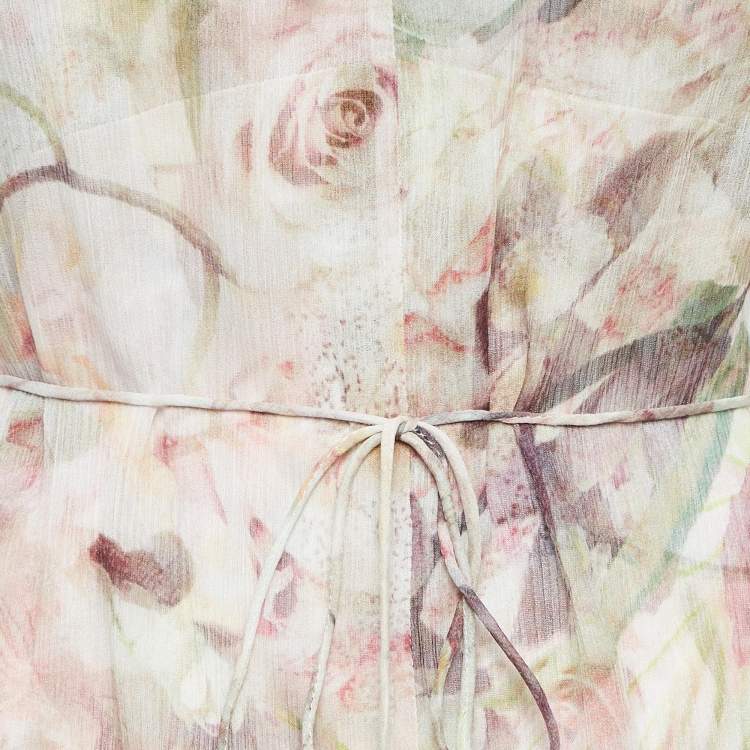 مملوكة مسبقًا Zimmermann Pink Floral Print Georgette Dancer Flutter Midi Dress S