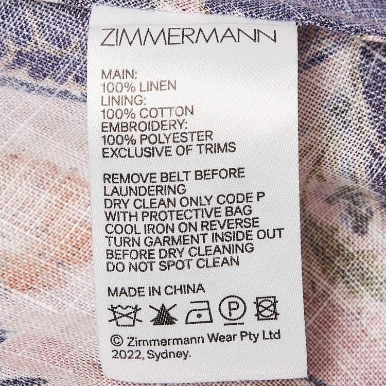 Pre Owned Zimmermann Pink Printed Linen Maxi Dress M