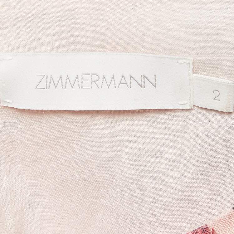 Pre Owned Zimmermann Pink Printed Linen Maxi Dress M