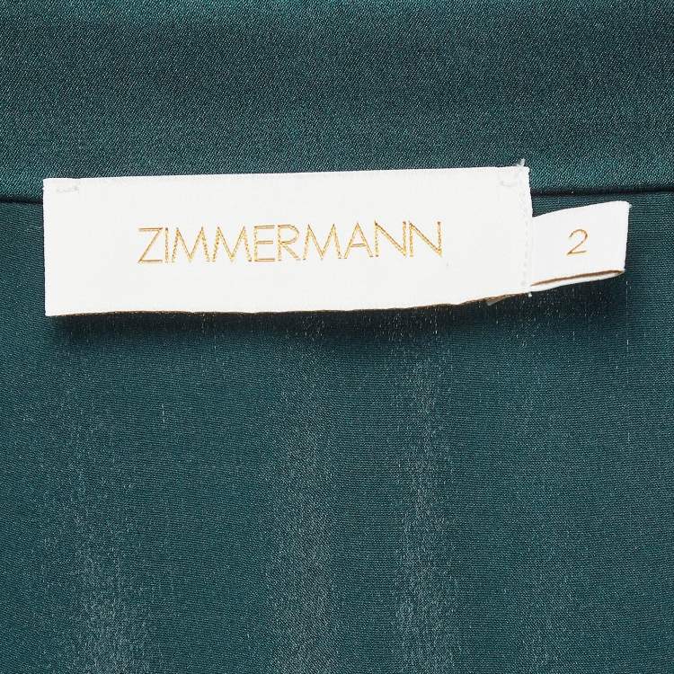 Pre Owned Zimmermann Green Silk Wrap-Around Mini Dress M