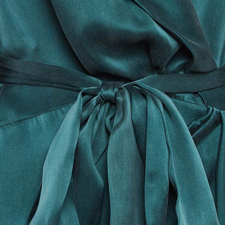Pre Owned Zimmermann Green Silk Wrap-Around Mini Dress M