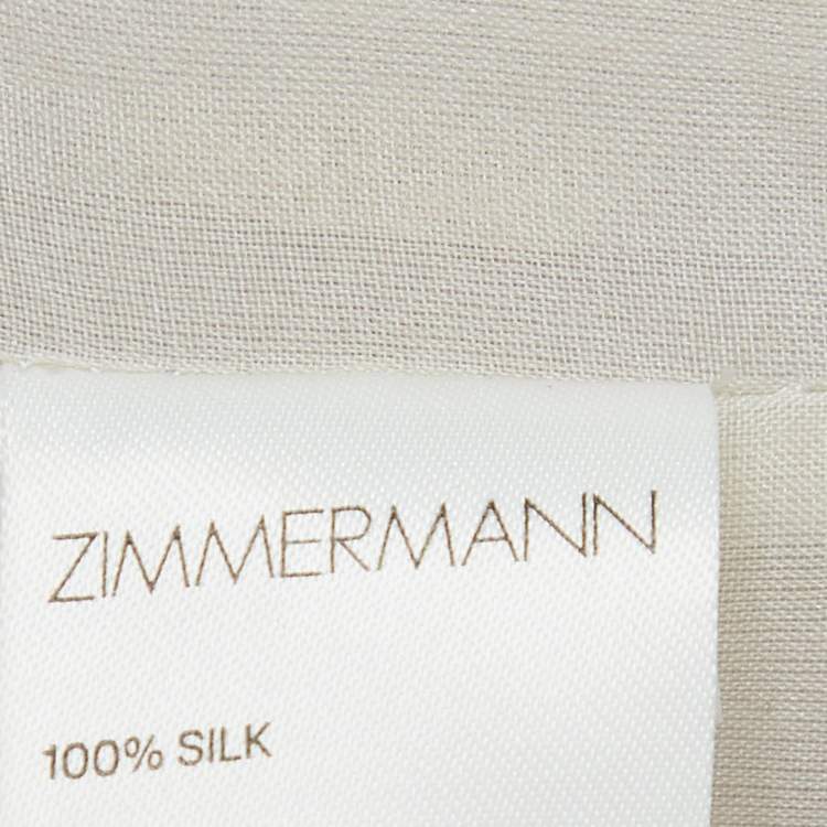 مملوكة مسبقًا Zimmermann Grey Chiffon Cut-Out Applique Tiered Mini Dress M