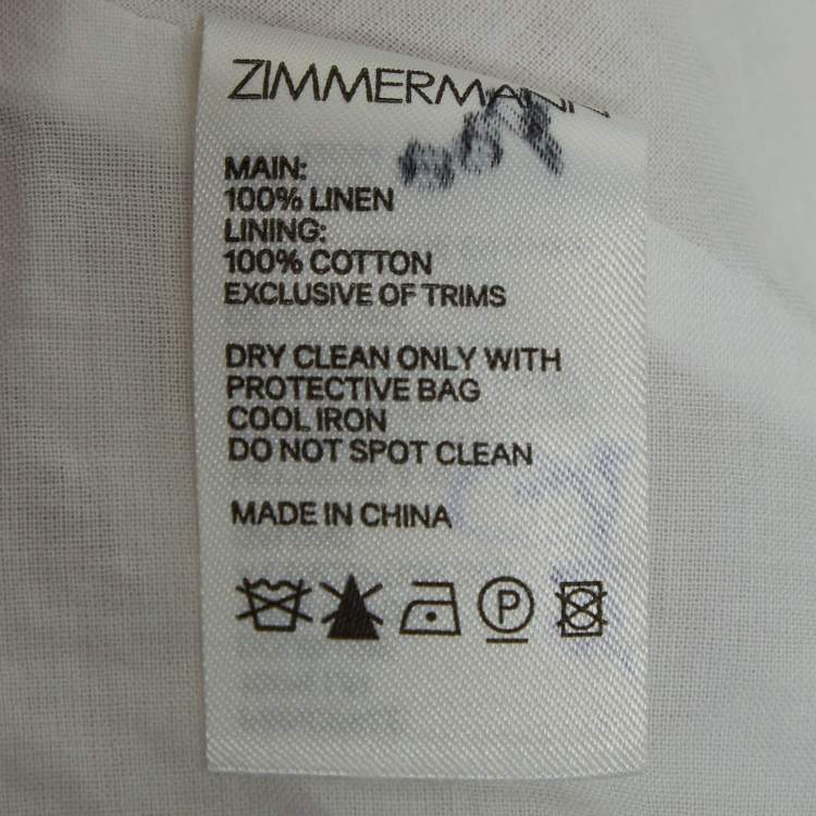 Pre Owned Zimmermann White Linen Ruffled Mini Dress S
