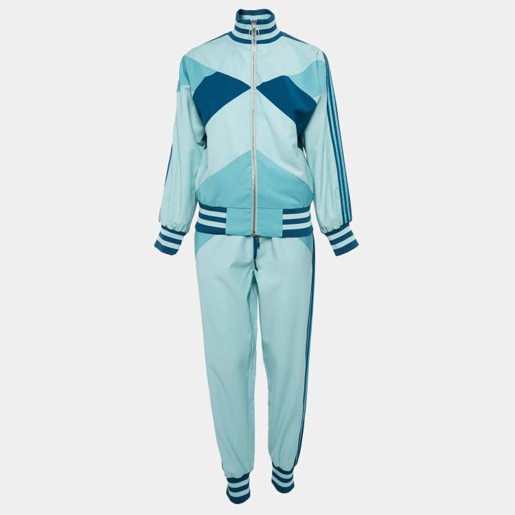 Pre Owned Zimmermann Blue Wool Colorblock Pattern Track Suit Set S