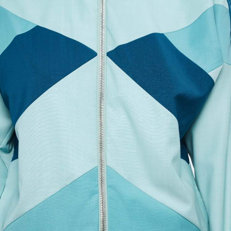 Pre Owned Zimmermann Blue Wool Colorblock Pattern Track Suit Set S