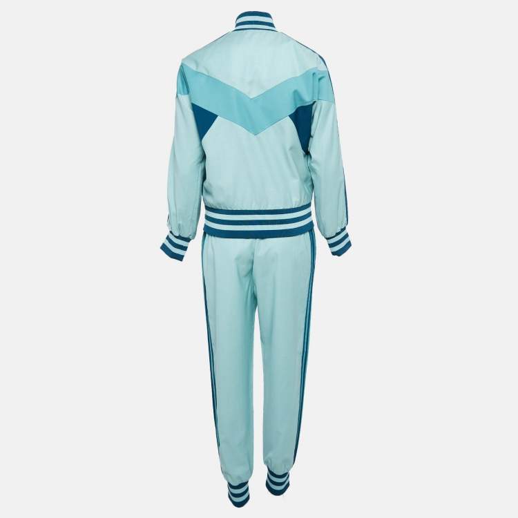Pre Owned Zimmermann Blue Wool Colorblock Pattern Track Suit Set S
