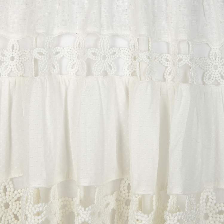 مملوكة مسبقًا Zimmermann Off-White Dotted Pattern Cotton Lace Trim Mini Dress XS