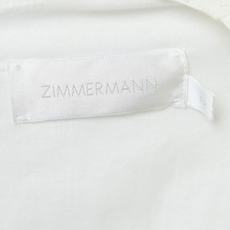 مملوكة مسبقًا Zimmermann Off-White Dotted Pattern Cotton Lace Trim Mini Dress XS