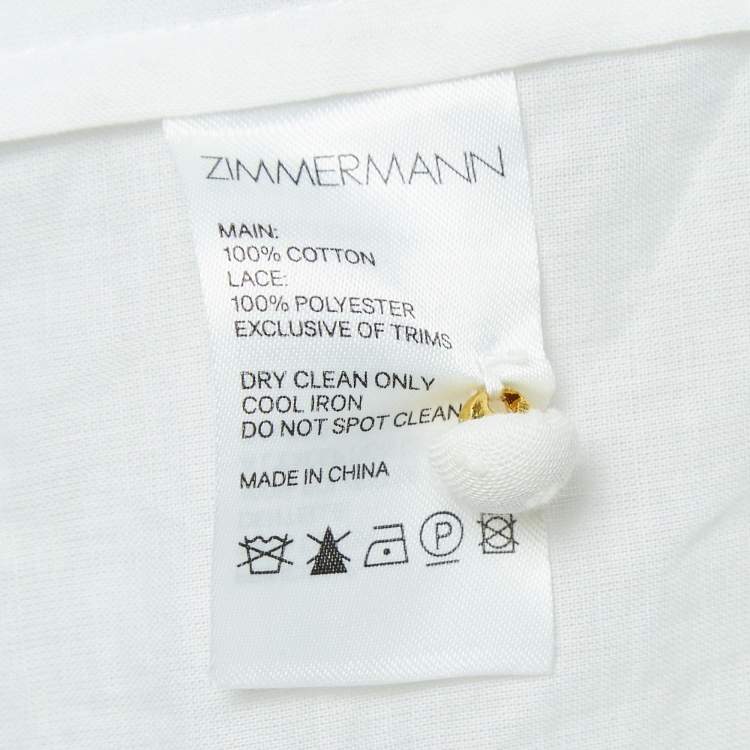 مملوكة مسبقًا Zimmermann Off-White Dotted Pattern Cotton Lace Trim Mini Dress XS