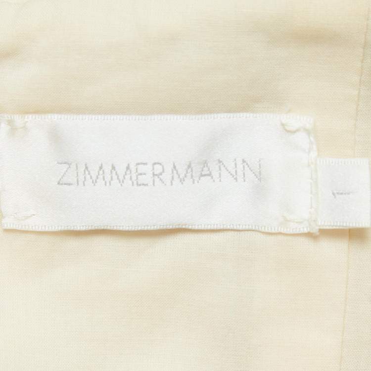 Pre Owned Zimmermann Off-White Floral Print Eyelet Embroidered Off-Shoulder Mini Dress S