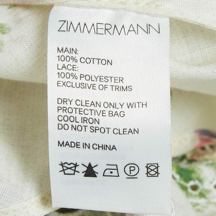 Pre Owned Zimmermann Off-White Floral Print Eyelet Embroidered Off-Shoulder Mini Dress S