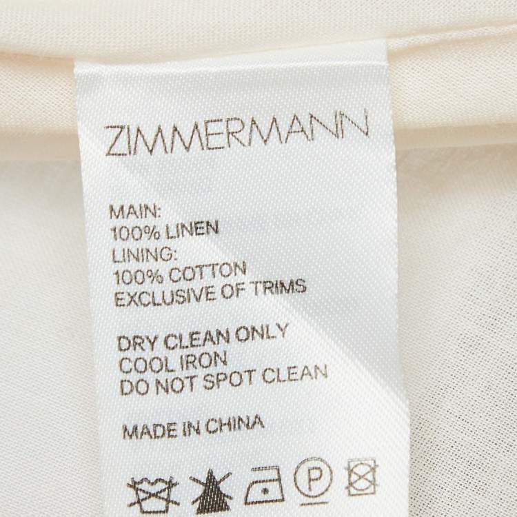 Pre Owned Zimmermann White Multicolor Floral Print Linen V-Neck Mini Dress S