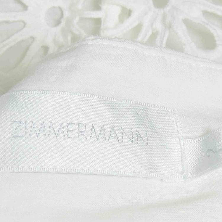 Pre Owned Zimmermann White Floral Lace Cotton Shorts M