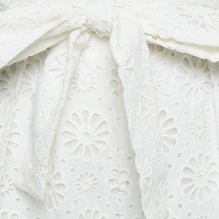 Pre Owned Zimmermann White Floral Lace Cotton Shorts M