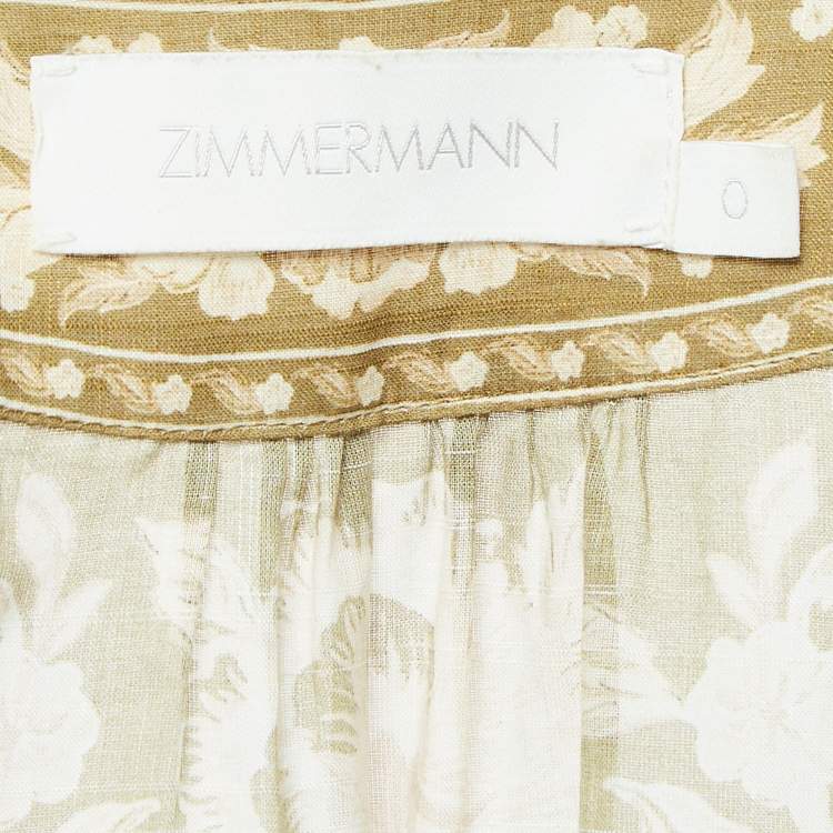 Pre Owned Zimmermann Green Printed Cotton Mini Wrap Dress S