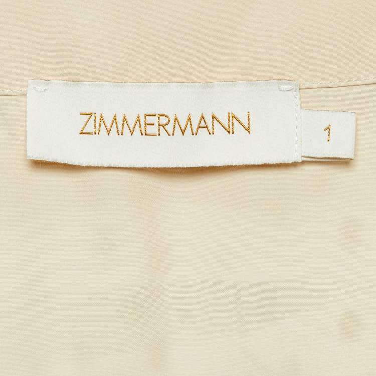 Pre Owned Zimmermann Cream Lurex Fil Coupé Silk Midi Wrap Dress M