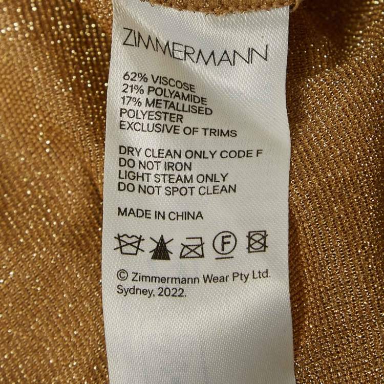 Pre Owned Zimmermann Gold Lurex Knit Maxi Dress XL
