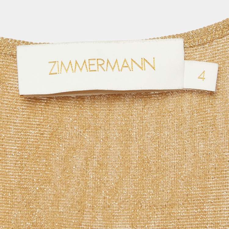 Pre Owned Zimmermann Gold Lurex Knit Maxi Dress XL