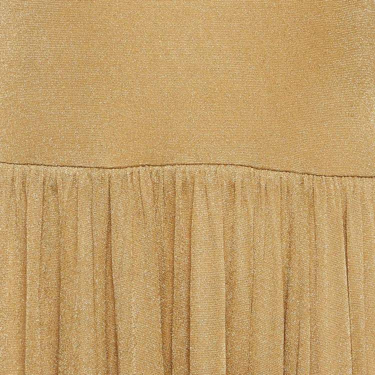 Pre Owned Zimmermann Gold Lurex Knit Maxi Dress XL