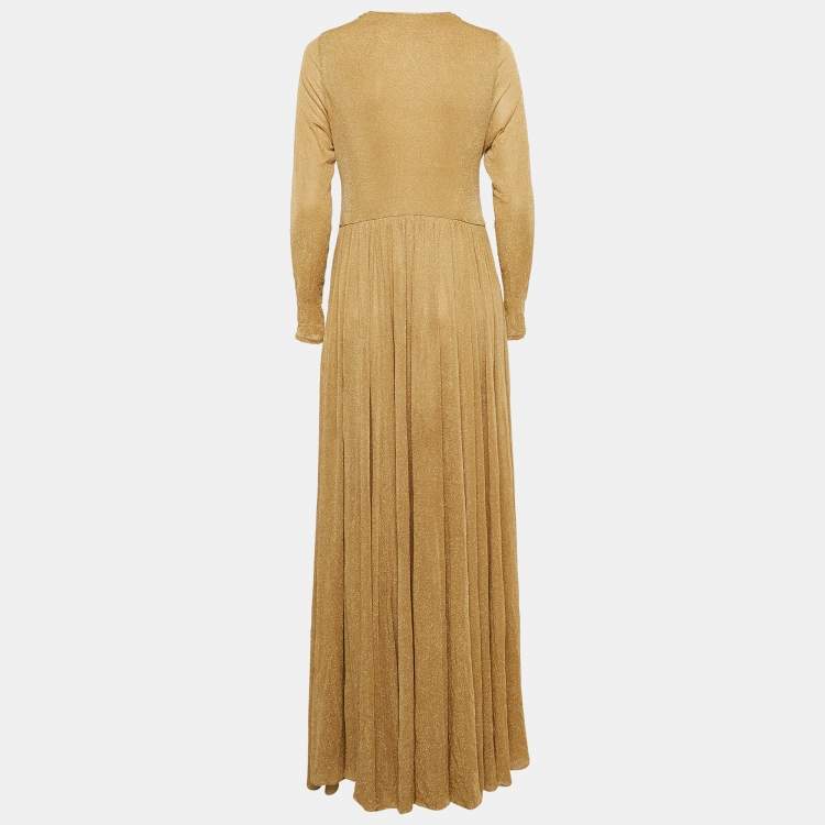Pre Owned Zimmermann Gold Lurex Knit Maxi Dress XL
