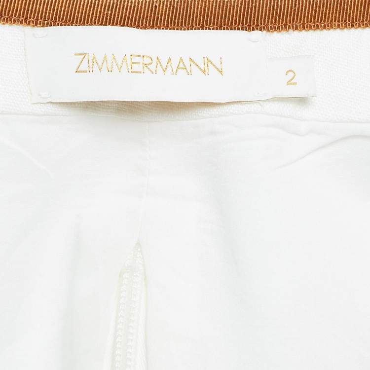 Pre Owned Zimmermann White Linen Cut-Out Mini Dress M