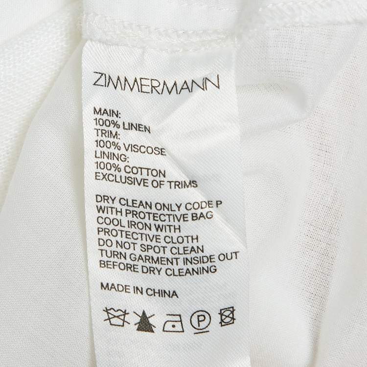 Pre Owned Zimmermann White Linen Cut-Out Mini Dress M