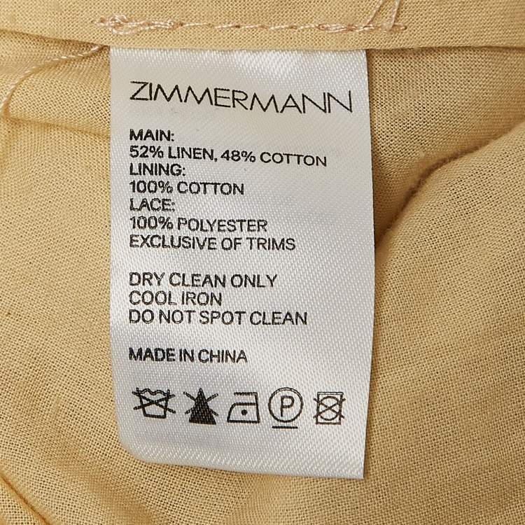 Pre Owned Zimmermann Yellow Floral Print Lace Trim Off-Shoulder Mini Dress M