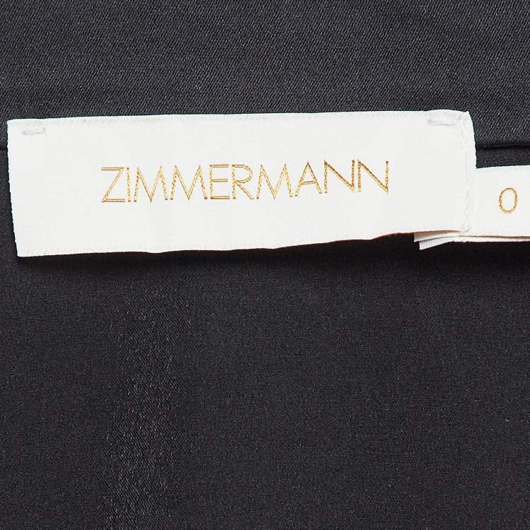 Pre Owned Zimmermann Black Silk Satin Wrap Mini Dress XS