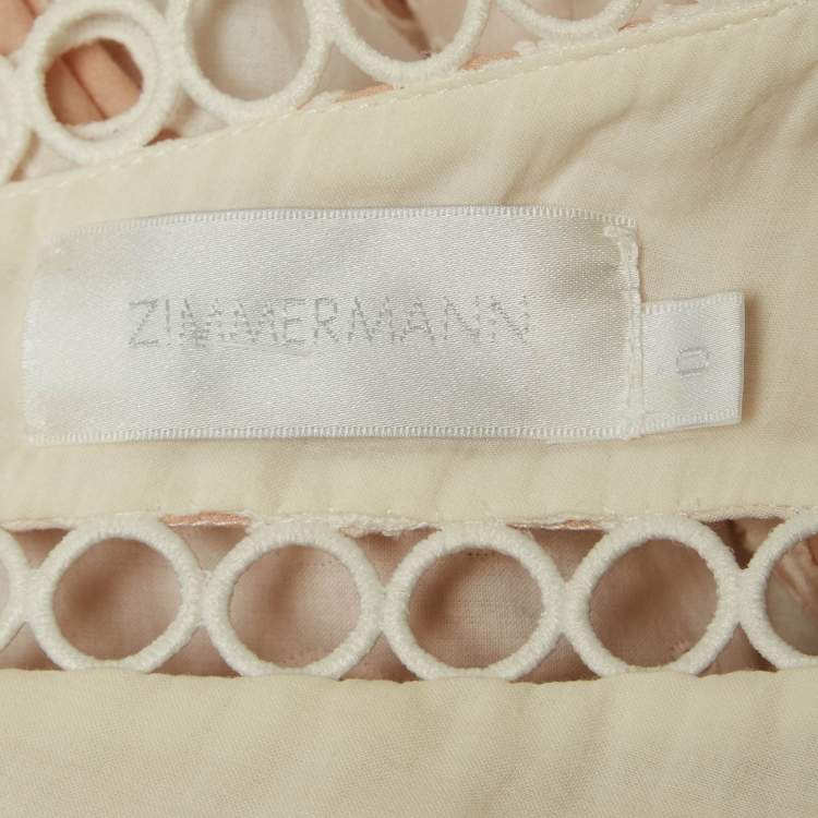 Pre Owned Zimmermann Ivory White Cotton Jaya Wave Midi Dress S