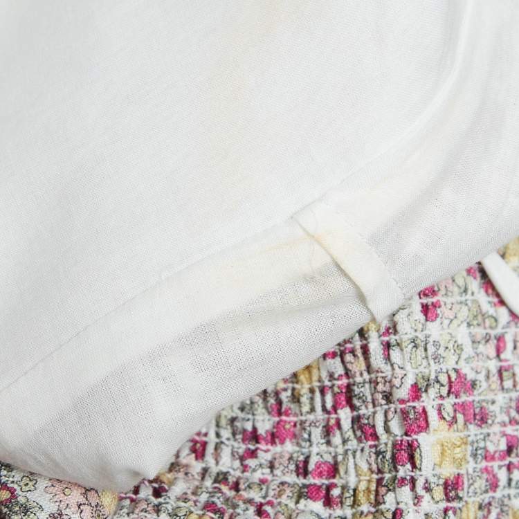 Pre Owned Zimmermann Cerise Ditsy White Carnaby Print Tie-Up Shoulder Midi Dress S