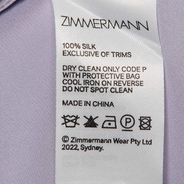 Pre Owned Zimmermann Light Purple Satin Silk Blouson Sleeve Mini Wrap Dress M