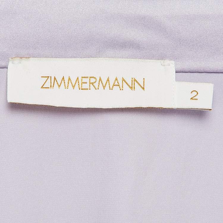 Pre Owned Zimmermann Light Purple Satin Silk Blouson Sleeve Mini Wrap Dress M