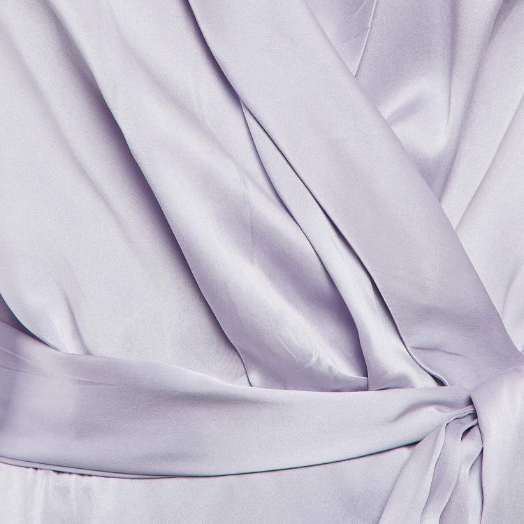 Pre Owned Zimmermann Light Purple Satin Silk Blouson Sleeve Mini Wrap Dress M