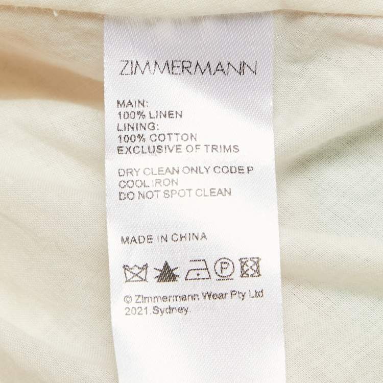Pre Owned Zimmermann Orange/Multicolor Printed Off-Shoulder Mini Dress XS