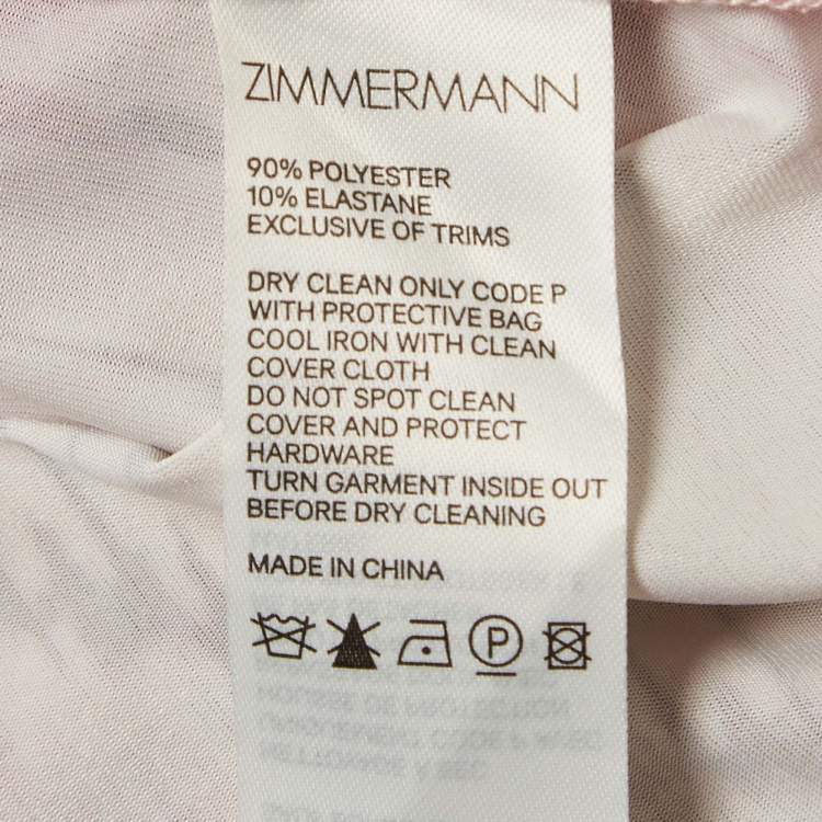 Pre Owned Zimmermann Pink Wavelength Paneled Print Linen Mini Dress M