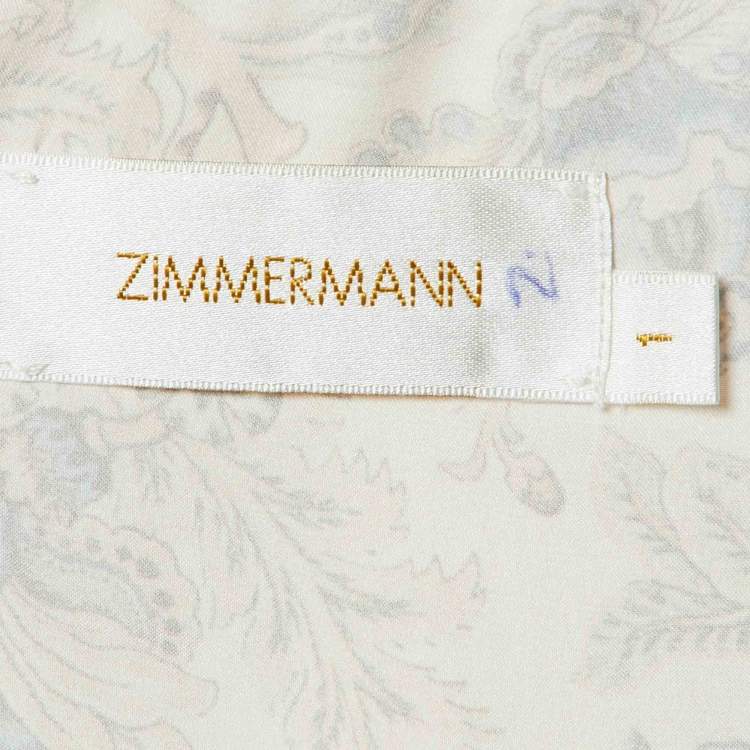 Pre Owned Zimmermann Beige Floral Print Wrap-Around Dress S