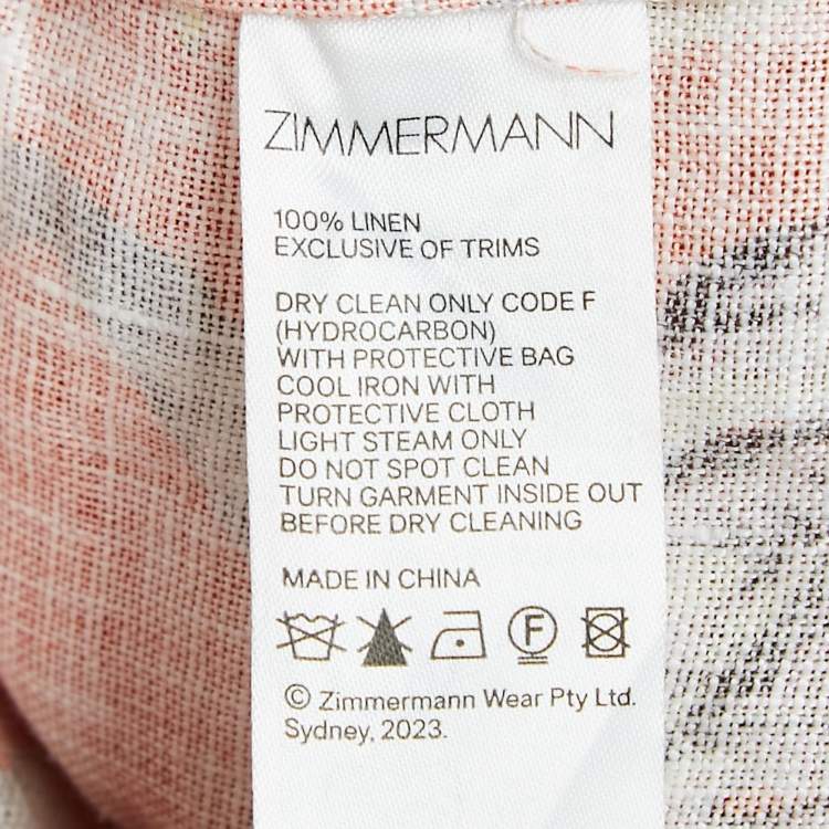 Pre Owned Zimmermann Orange Matchmaker Floral Print Linen Mini Dress L