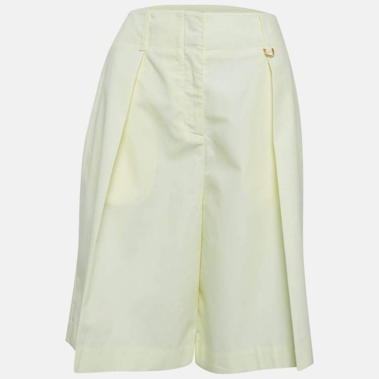 مملوكة مسبقًا Zimmermann Yellow Cotton Pleated Shorts L