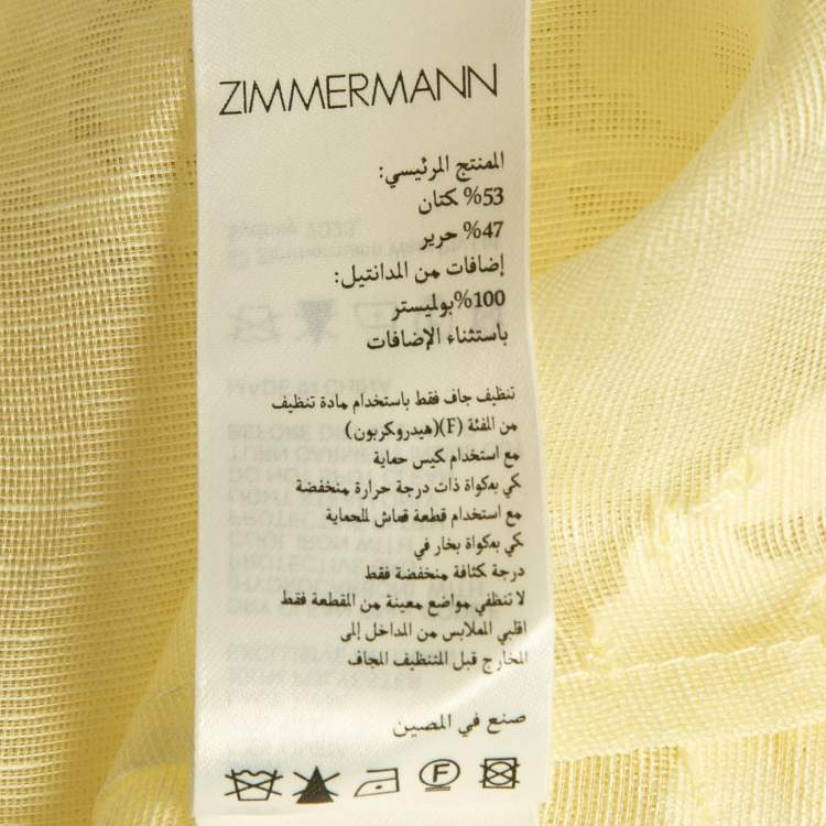 Pre Owned Zimmermann Yellow Linen and Silk Blend Lace Trim Sleeveless Top S