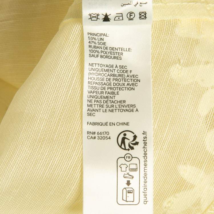 Pre Owned Zimmermann Yellow Linen and Silk Blend Lace Trim Sleeveless Top S