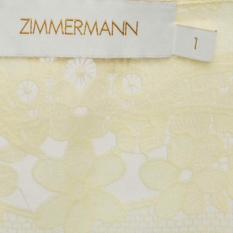 Pre Owned Zimmermann Yellow Linen and Silk Blend Lace Trim Sleeveless Top S