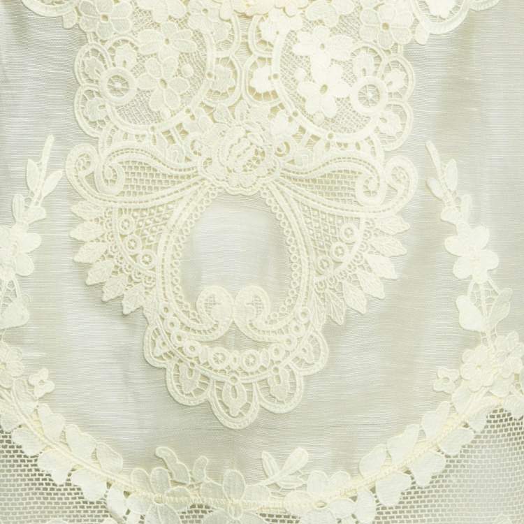 Pre Owned Zimmermann Yellow Linen and Silk Blend Lace Trim Sleeveless Top S