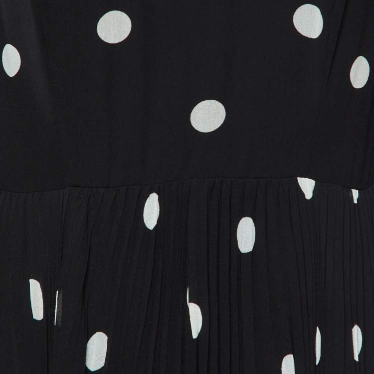 Pre Owned Zimmermann Black Polka Dot Crepe Sunray Pleated Dress L