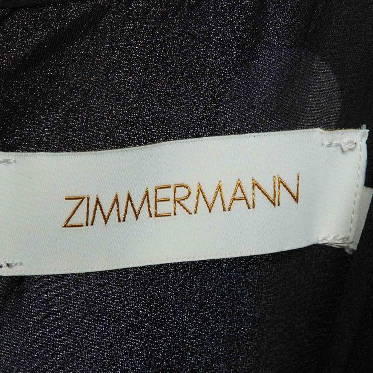 Pre Owned Zimmermann Black Polka Dot Crepe Sunray Pleated Dress L