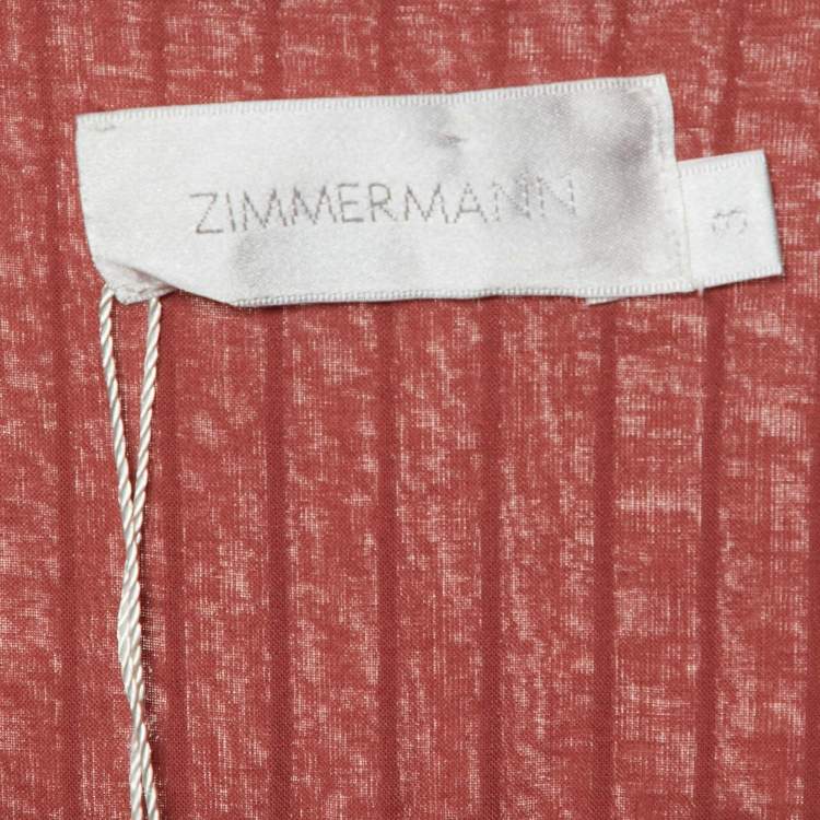 Pre Owned Zimmermann Pink Broderie Anglaise Cotton Corsair Tiered Dress L