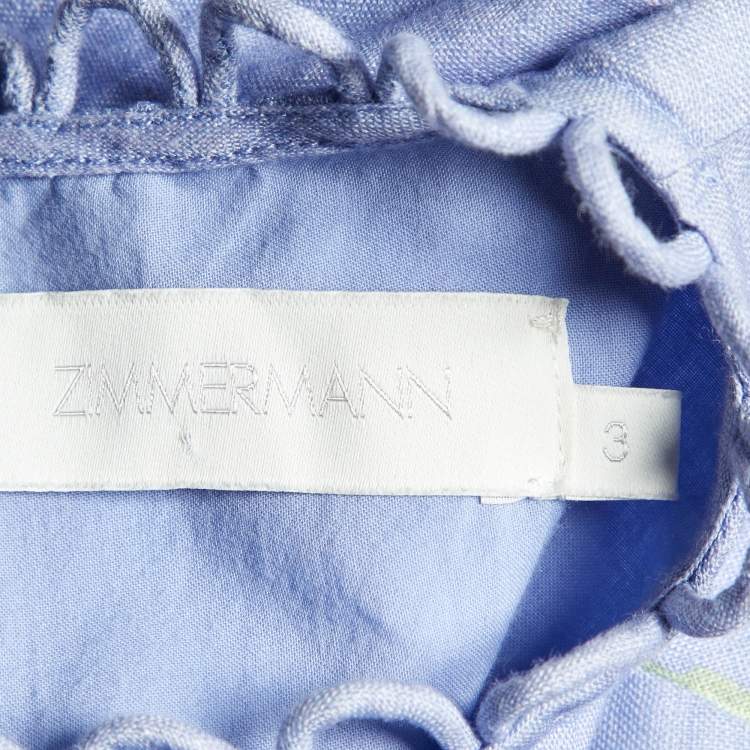 Pre Owned Zimmermann Purple Floral Print Linen Bellitude Long Dress L